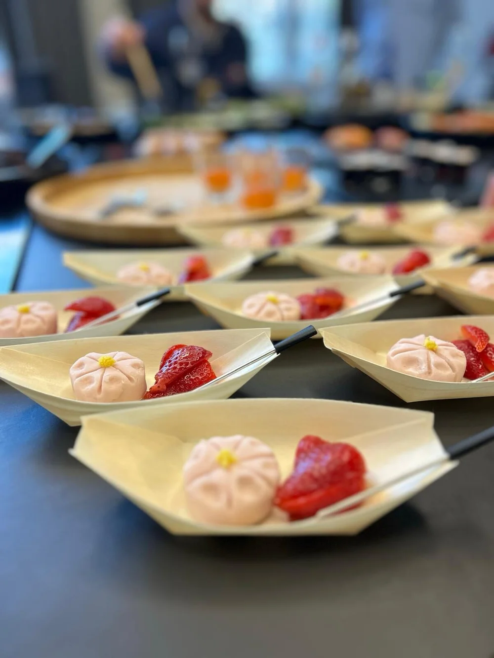 Seasonal sushi courses set out for dinner guests